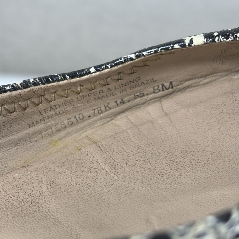 TORY BURCH Reva Mojave Print Leather Logo Ballet Flat Size 8M Black/Ivory - Picture 9 of 9